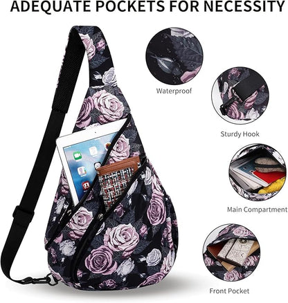 HUA ANGEL Crossbody Sling Bag for Men & Women Lightweight Waterproof Chest Shoulder Bag for Travel Hiking & Everyday Use