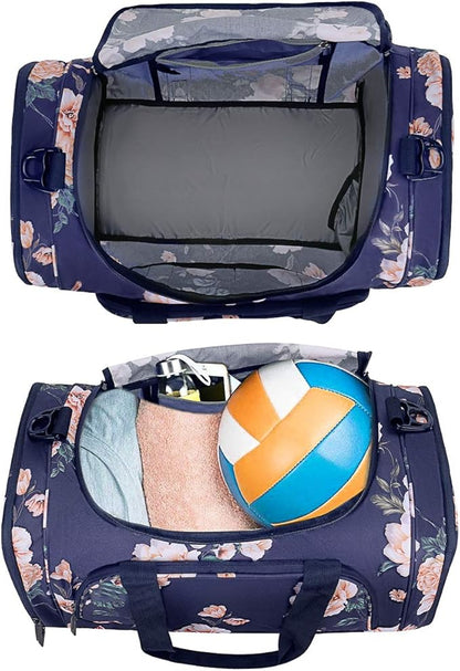 MOSISO Sports Duffel Peony Gym Bag with Shoe Compartment for Men/Women Dance Travel Weekender