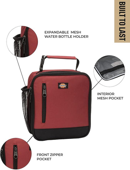 Dickies Basic Insulated Lunch Bag for Work, Thermal Reusable Office Lunch Box for Men, Women (Bloodstone)