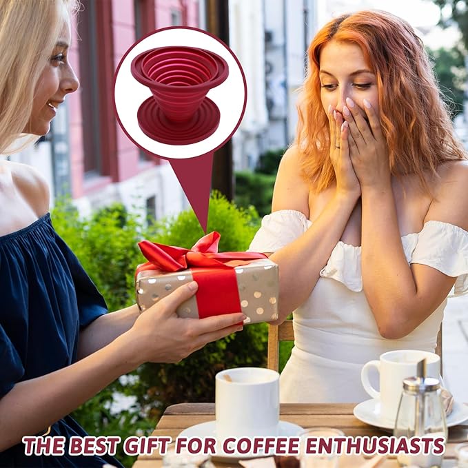 Collapsible Pour Over Coffee Dripper, Reusable Silicone Filter Holder, Travel Portable Pour Over Coffee Maker for Camping Picnic Party Traveling Office(Red)