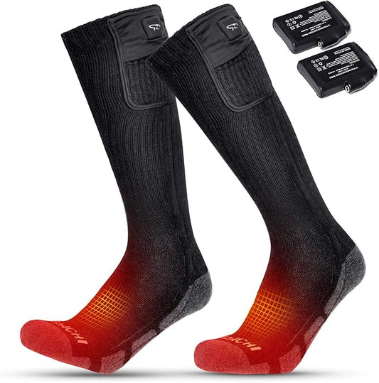 Battery Heated Socks - Rechargeable Warm Winter Socks for Men Women, Foot Warmers for Camping Hunting Running Hiking Riding Skiing Cycling Motorcycle Cold Feet