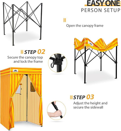 EAGLE PEAK Flex Compact 4x4 Pop-up Canopy Changing Room, Portable Privacy Dressing Room for Indoor Fashion Photoshoots, Camping, or Pool, Yellow/Orange