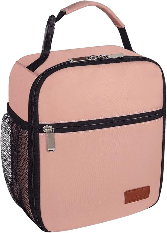 Femuar Lunch Box for Men Women Adults Small Lunch Bag for Office Work Picnic - Reusable Portable Lunchbox, Light Pink