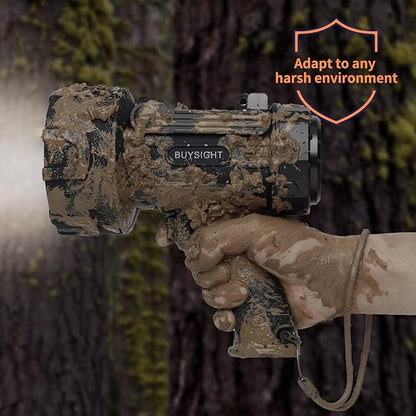 BUYSIGHT Rechargeable Spotlight Flashlight,1000,000 lumens Hand held Spotlight Waterproof Flashlight Hunting floodlight with red Filter (Graphite Black-COB)