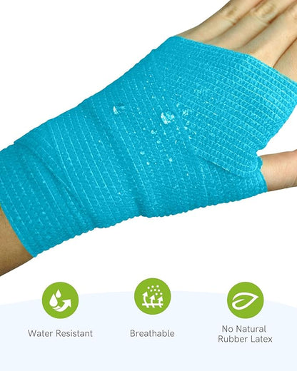 FriCARE Self Adhesive Bandage Wrap, Medical Tape in First Aid Kit, Cohesive Bandages for Wounds Sport Vet, FSA/HSA Eligible, 2 Inches X 5 Yards 6 Rolls, Vibrant
