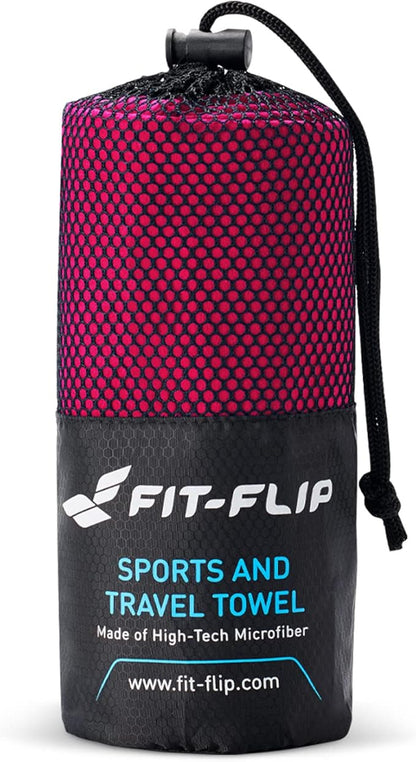 Fit-Flip Travel Towel - Compact & Ultra Soft Microfiber Camping Towel - Quick Dry Towel - Super Absorbent & Lightweight for Sports, Beach, Gym, Backpacking, Hiking and Yoga