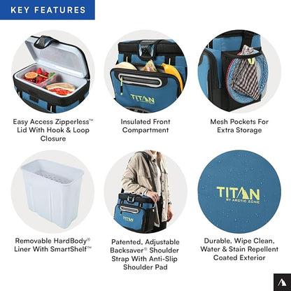 Arctic Zone Titan Deep Freeze Cooler - Zipperless Hardbody Cooler - Small & Large Capacity- Beach & Camping Cooler - Deep Freeze Insulation, HardBody Liner, and SmartShelf