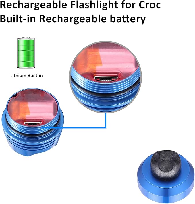 RAHAN Croc Lights for Shoes,2 PCS Croc Headlights,Light Up Charm Accessories for Kids Adults Croc, Hands-Free Night Light, Camping Lights，IP65 Waterproof Light, Blue