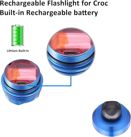 RAHAN Croc Lights for Shoes,2 PCS Croc Headlights,Light Up Charm Accessories for Kids Adults Croc, Hands-Free Night Light, Camping Lights，IP65 Waterproof Light, Blue