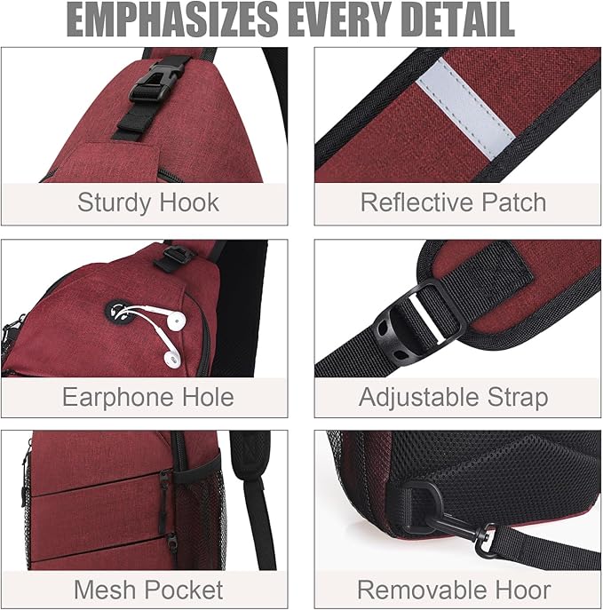 Crossbody Bags for Women Men Trendy Sling Bag Bakpack Casual Chest Bag with Convertible Shoulder Strap