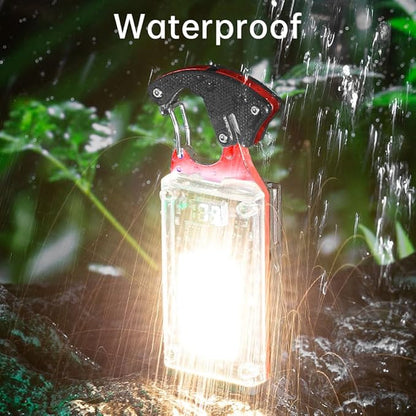 LED Multitool Small Flashlight, Keychain Light, COB Multi-Function Mini Work Light, 1000 Lumens Rechargeable, 8 Lighting Modes, Fire Starter, Seat Belt Cutter, Screwdriver, Red