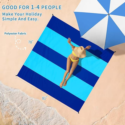 BYDOLL Beach Blanket Sandproof Waterproof 78''×81'' 1-4 Adults Compact Lightweight Oversized Beach Blanket Large Picnic Mat Beach Blanket for Travel Camping Hiking Picnic