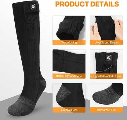SNOW DEER Heated Socks,Men Women Electric Battery Socks Foot Warmer