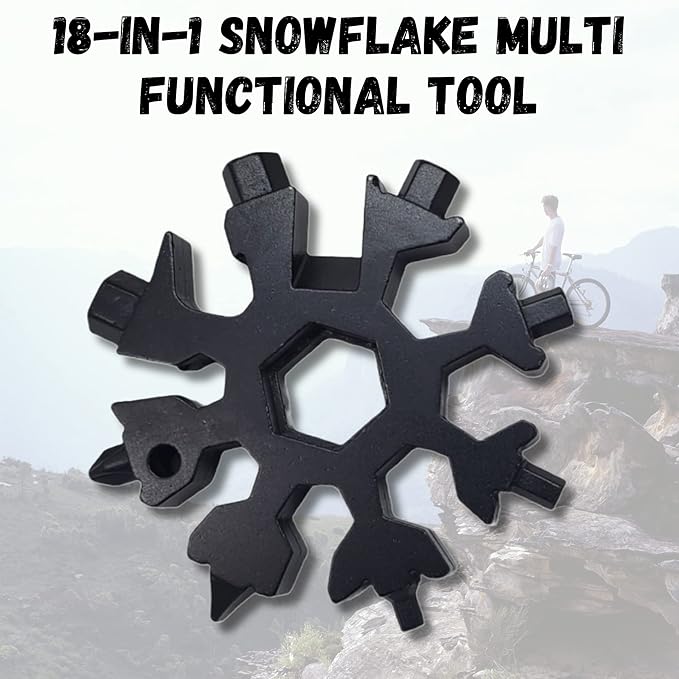 18 In 1 Snowflake Multi Tool, Stainless Steel Screwdriver, Hex Wrench, Bottle Opener, Bike Tool Kit, Pocket Multitool, Bicycle Tool Kit, Bike Multitool ideal gift for Dad, Men, gift on Father's day
