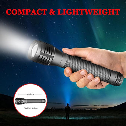 LED 2000 Lumens 3 Modes Adjustable Focus 2-Cell AA Flashlight,2-Pack