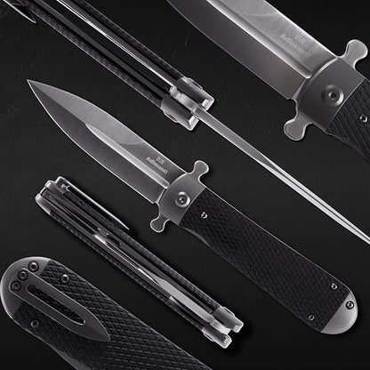 Firebird Knife GANZO Firebird Adimanti Samson-BK Pocket Folding Knife G10 Handle with Clip D2 Steel Blade Hunting Fishing Camping Outdoor EDC Knife (Black)
