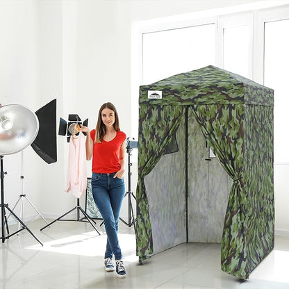 EAGLE PEAK Flex Ultra Compact 4x4 Pop-up Canopy, Sun Shelter, Changing Room, Portable Privacy Canopy Cabana for Pool, Fashion Photoshoots, or Camping, 4x4 ft, Camo