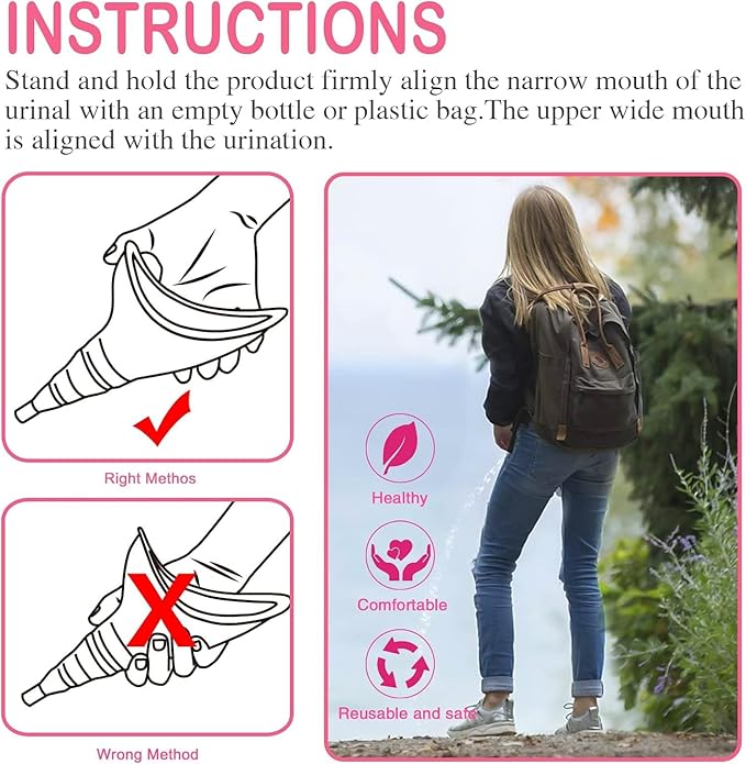 Female Urination Device, Reusable Female Urinal Silicone Women Pee Funnel Allows Women to Pee Standing Up, Portable Womens Urinal is The Perfect Companion for Camping,Outdoor,Travel