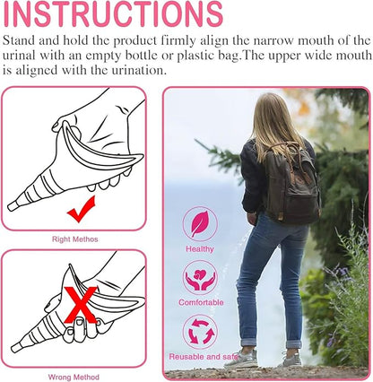 Female Urination Device, Reusable Female Urinal Silicone Women Pee Funnel Allows Women to Pee Standing Up, Portable Womens Urinal is The Perfect Companion for Camping,Outdoor,Travel