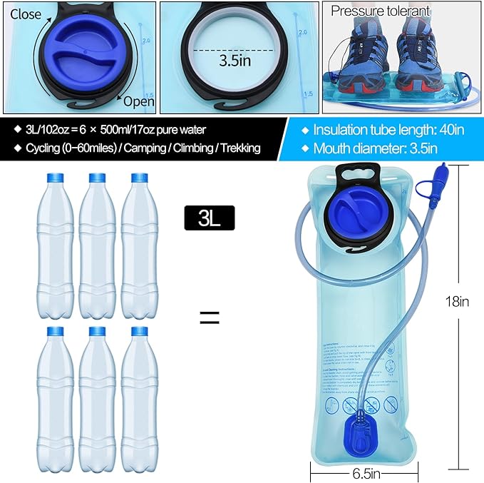 1/2/4/8 Pack Hydration Bladder, 1.5L/2L/2.5L/3L Water Reservoir, Leakproof Water Bladder Hydration Pack, Large Opening Water Storage Bladder Bag, for Cycling Hiking Camping