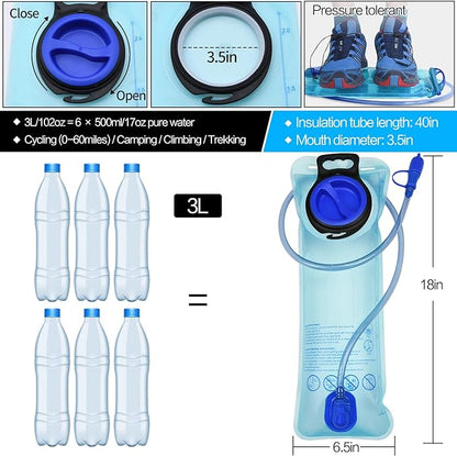 1/2/4/8 Pack Hydration Bladder, 1.5L/2L/2.5L/3L Water Reservoir, Leakproof Water Bladder Hydration Pack, Large Opening Water Storage Bladder Bag, for Cycling Hiking Camping