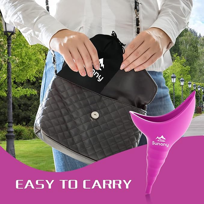 Female Urination Device, Female Urinal Silicone Funnel Urine Cups Portable Urinal for Women Standing Up to Pee Funnel Reusable Women Pee Funnel, Outdoor, Activities, Camping (Fuchsia)