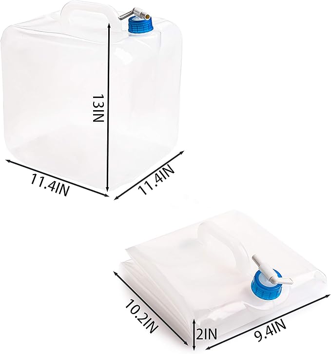 Cedilis 2 Pack 5.3 Gallon Collapsible Water Container with Spigot, Food Safe Water Storage Jug, BPA-Free Camping Water Storage Jug Canteen for Outdoor Hiking and Emergency, Portable, Foldable
