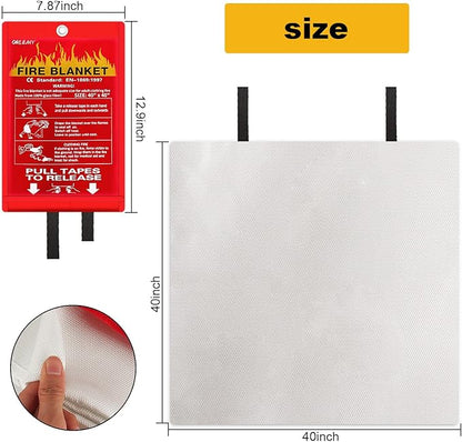 Fire Blanket - 4 Pack - 40" x 40" Emergency Fire Blanket for Home and Kitchen, Suppression Flame Retardant Emergency Fire Blanket for Camping, Grill, Kitchen, Home, Car, School, Warehouse