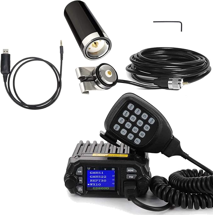 GMRS Mobile Radio Mini Size 20 Watt Long Range GMRS Repeater Capable NOAA Weather Alert Two-Way Radio GS800D