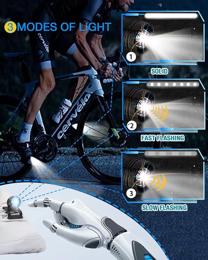 Headlights for Crocs 2 Pcs, Ultra Bright Lights for Croc with 3 Light Modes, Flashlight Attachment for Croc, ABS, Long Lasting, IPX5 Waterproof, Shoes Headlight fit for Adults Kids Running Shoes