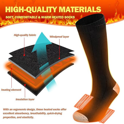 Heated Socks for Men/Women - 5V 5000mAh Battery Powered, Perfect for Outdoor Riding, Camping, Hiking, Motorcycling, and Skiing