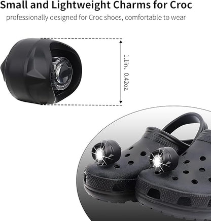 Vergissm Rechargeable Headlights for Croc 2pcs, Flashlights Attachment for Croc, Croc Lights for Shoes with 3 Light Modes for Camping, Dog Walking, Light Charm Accessories for Adult Kid (Red)