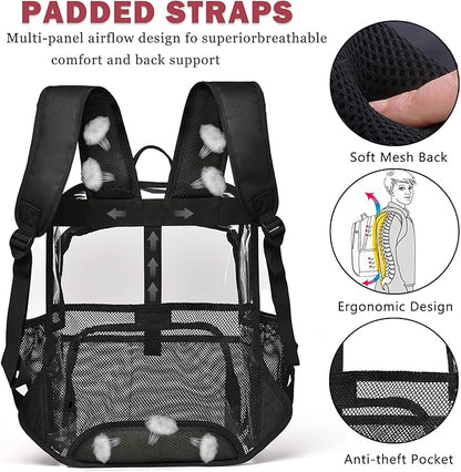 Clear Backpack,15'' Clear Backpacks for School Heavy Duty See Through Bookbag Multi-pocket PVC Backpack for Men Women
