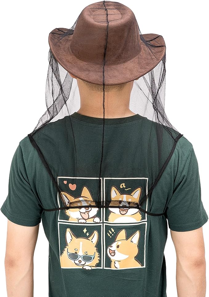 Extra Large Mosquito Head Net, Ultra Mesh Bug Face Netting for Hats, Face Neck Netting Mask Screen Cover, Outdoor Protection
