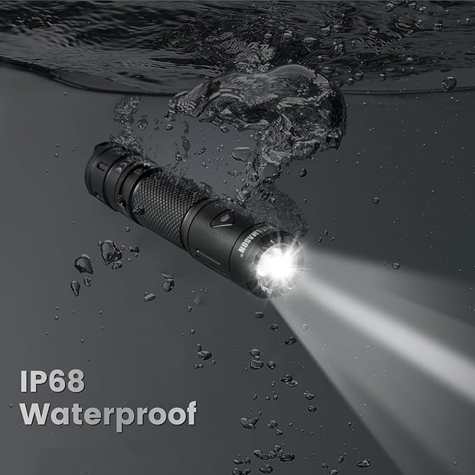 RM-F3 EDC Flashlight High Lumens, IP68 Waterproof Flash Light, Rechargeable Flashlights for Home, Outdoor, Exploration, Hiking, Camping, Rescue, Hunting, Cycling, Hurricane Emergency