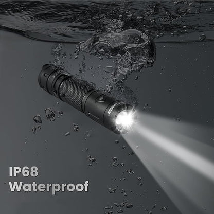 RM-F3 EDC Flashlight High Lumens, IP68 Waterproof Flash Light, Rechargeable Flashlights for Home, Outdoor, Exploration, Hiking, Camping, Rescue, Hunting, Cycling, Hurricane Emergency