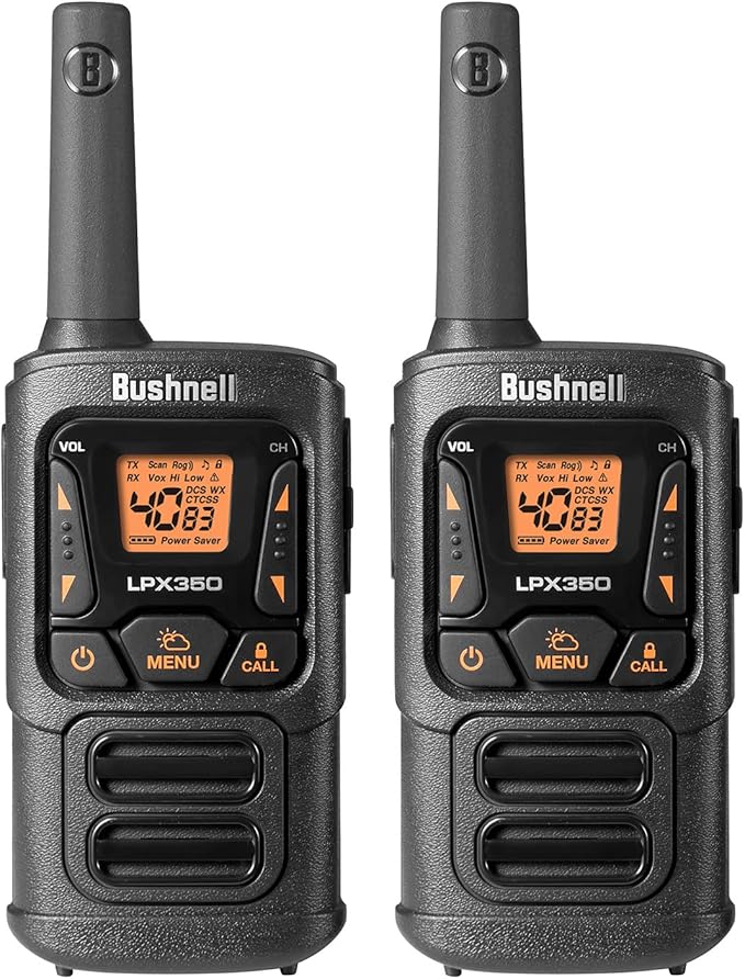 New Bushnell LPX350 Walkie Talkie Radio - Reliable Quality, Rugged Design, 1W Power for 25 Miles of Range, Two Way Radios Equipped for Wherever Life Takes You (2 Pack)