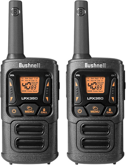 New Bushnell LPX350 Walkie Talkie Radio - Reliable Quality, Rugged Design, 1W Power for 25 Miles of Range, Two Way Radios Equipped for Wherever Life Takes You (2 Pack)