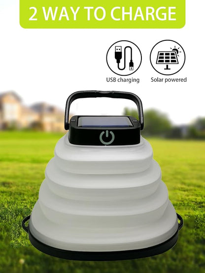 Solar Camping Lantern-Collapsible Camping Essentials,Torch Night Light Tent Lamp,USB Portable Solar Camping Lamp for Emergency ReCharger,Power Outage,Hurricane,Hiking,Backpacking Gear(Black)