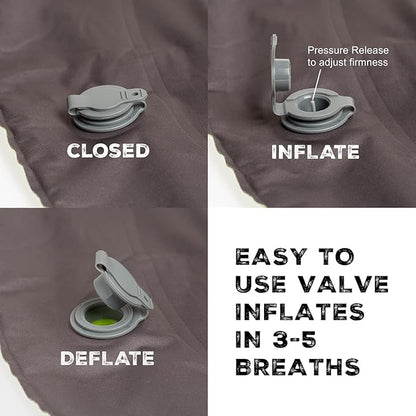 Inflatable Pillow for Camping - Lightweight, Compact, Compressible, Waterproof, Adjustable Firmness Camping pillow for Sleeping During Travel, Backpacking, Hiking, and Outdoor Adventure.