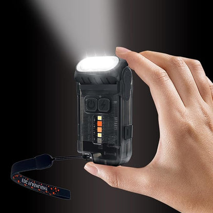 CGBE Small Flashlight 1200 Lumens, Rechargeable Pocket Flashlight Type-C with 1200mAh Battery, IP67 Waterproof Mini Keychain Flashlight with 80 Degree Rotation for Emergencies, Camping, Hiking - Black