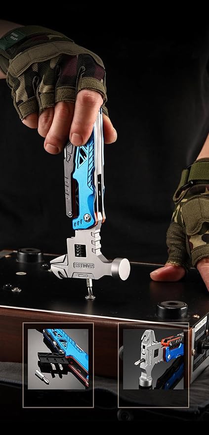 Blue,18-In-1 Multitool,Professional Stainless Steel Multitool Pliers, Alloy Steel Blades Wire Cutters,Bottle Opener,Nylon Sheath,Survival,Camping & Hunting, Father's Day, Dad, Men, Gift