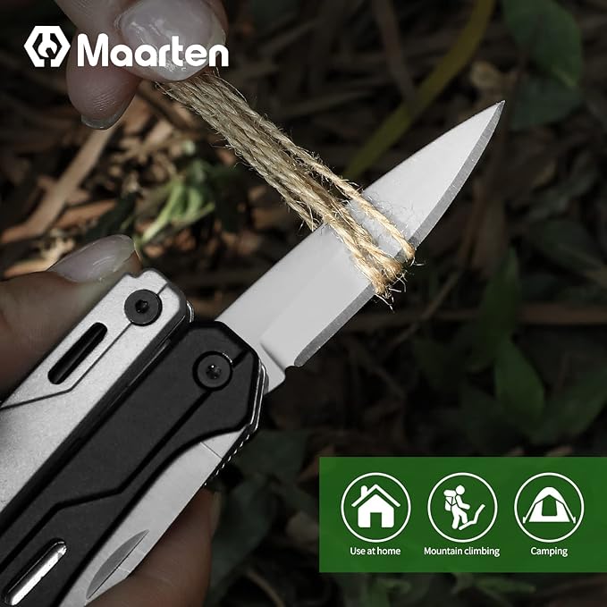 Maarten Multitool, 9-in-1 Stainless Steel Multi Tool Pocket Knife with Screwdriver, Self-locking Multitool Pliers, Survival, Bottle Opener, Camping, Hiking, Simple Repair