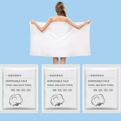 Disposable Bath Towels, 3 Pcs Large Travel Bath Towel 55 * 28 in, Travel Essentials Compressed Towel - Portable Disposable Washcloths for Travel Beach Shower Hiking Swim Hotel Camping