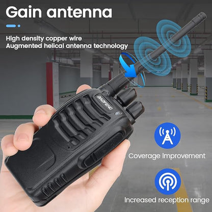 Baofeng Walkie Talkies Long Range for Adults Walkie Talkie with Acoustic Tube Earpiece Rechargeable 2-Way Radios Copy Frequency Handheld Two Way Radio Transceiver Walky Talky with USB Charger