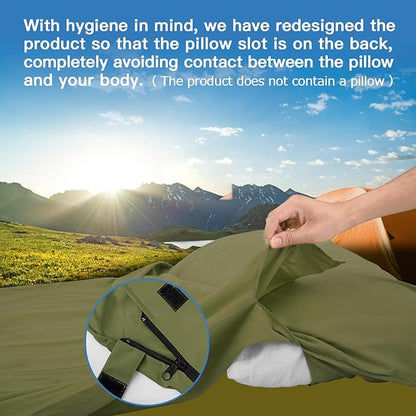 Sleeping Bag Liner, Sleep Sack Travel Sheets, Two-Way-Zipper Expose Feet Separately, Lightweight for Single, Backpacking,Hotels & Hostels, Camping, Travel, Business