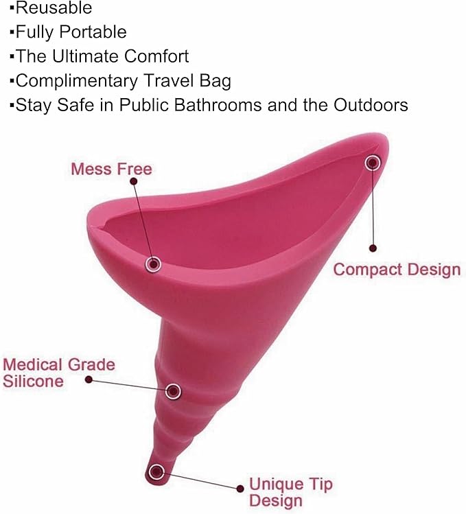 Female Urination Device, Female Urinal, Portable Women Pee Funnel, Reusable Silicone Funnel Urine Cups for Camping,Outdoor,Travel