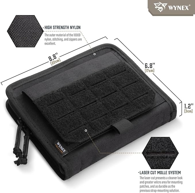 WYNEX Tactical Folding Admin Pouch, Molle Tool Bag of Laser-Cut Design, Utility Organizer EDC Medical Bag Modular Pouches Tactical Attachment Waist Pouch Include U.S Patch