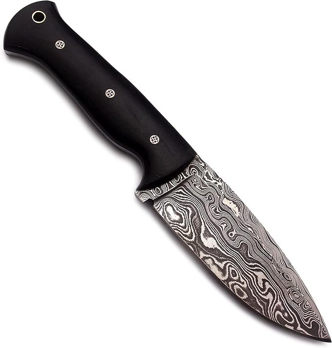 Handmade Damascus Steel Knife for Hunting,Survival,Camping,Bushcraft,and Fishing- Fixed Blade- Dagger with Drop Point Full Tang Micarta Handle-with Cowhide Leather Sheath DCX 22 -300