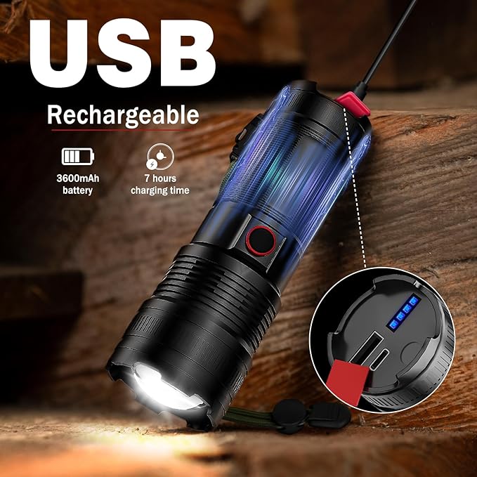 Flashlights High Lumens Rechargeable Zoomable 20W 1300LM LED Handheld Flashlight for Camping Essentials Gear Home Emergencies
